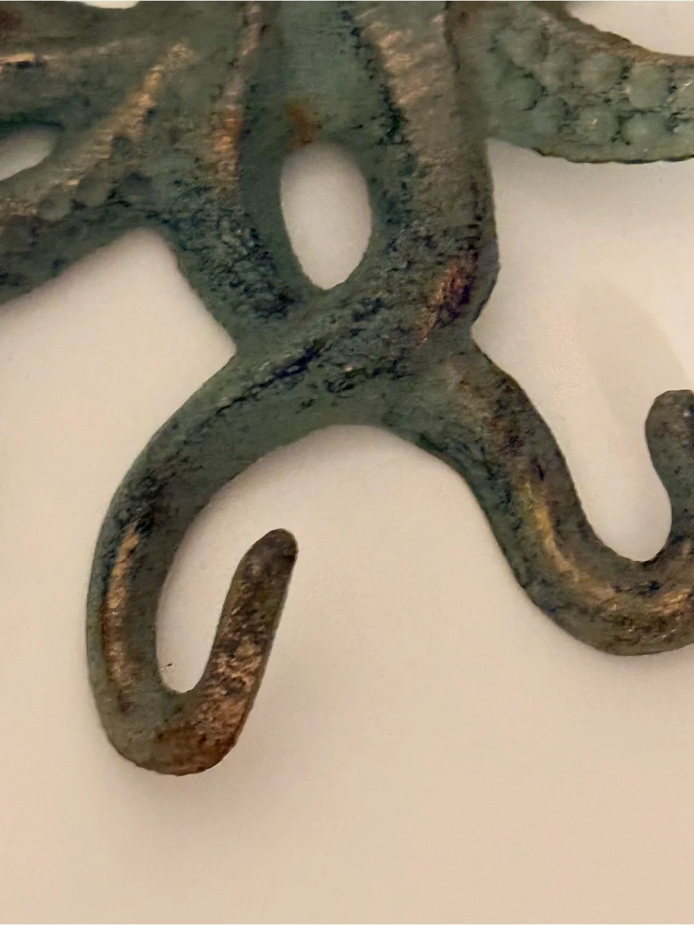 Decorative Cast Iron Octopus Wall Hook in Weathered Teal Coastal Beach